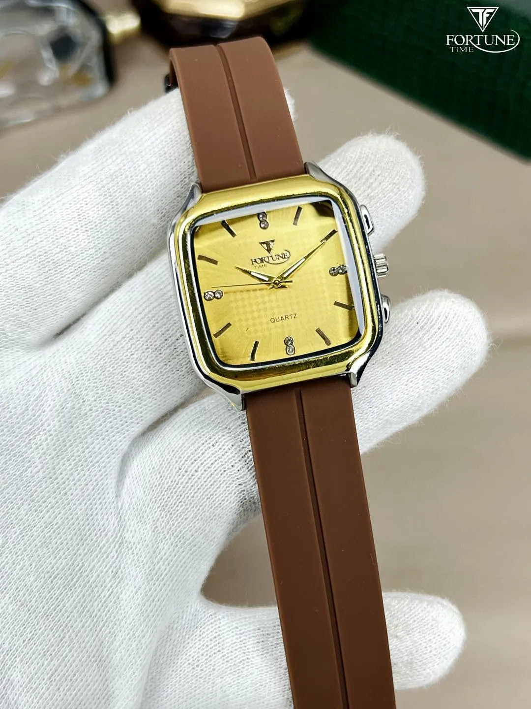 Men's Square Rhodium Watch - 1 Pc Modern Stylish Timepiece