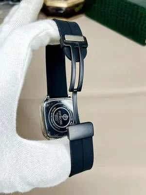 Men's Square Rhodium Watch - 1 Pc Modern Stylish Timepiece