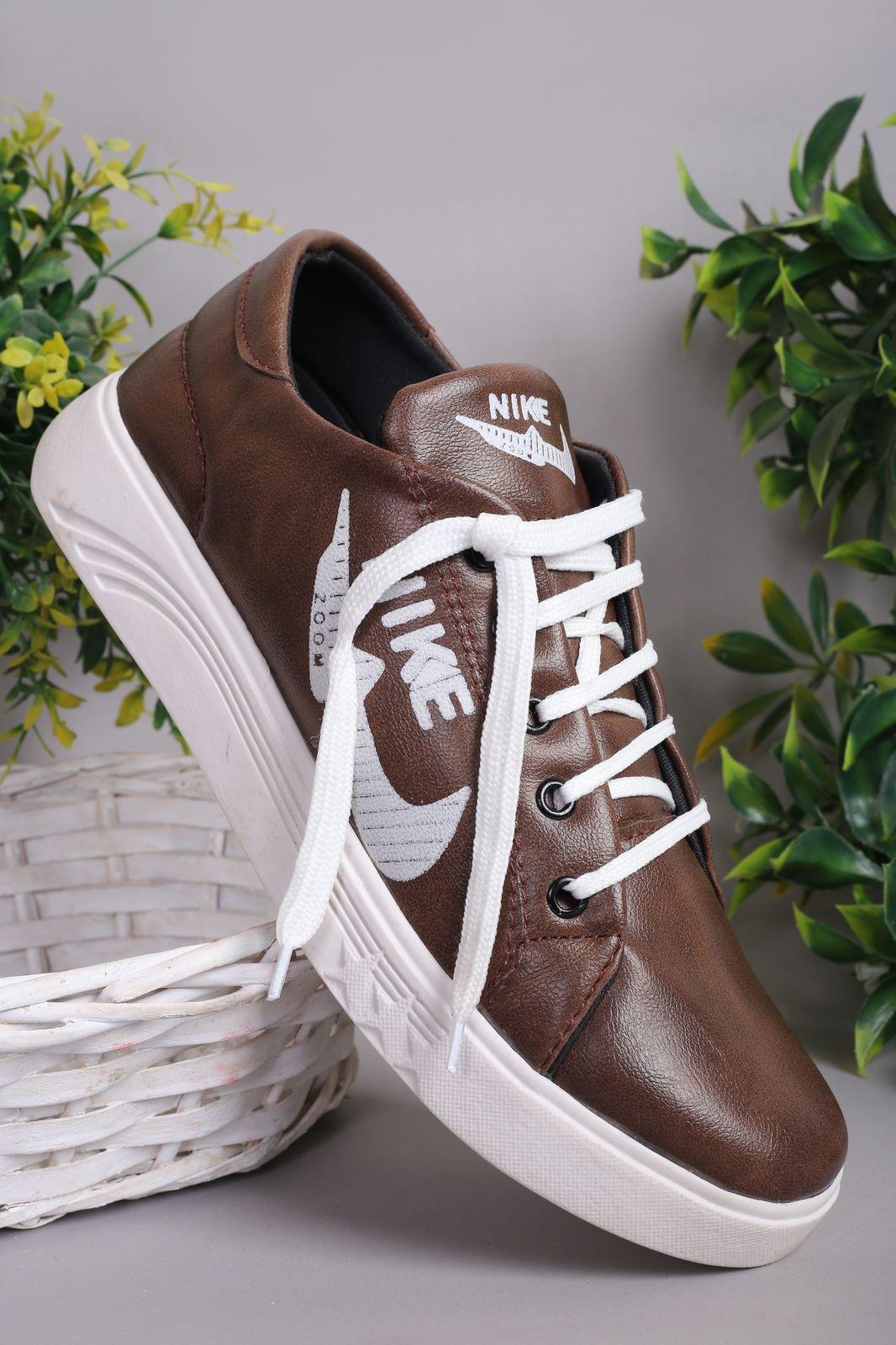 MZ381200091GNST Stylish Men's Brown Synthetic Leather Sneakers - Casual Comfort